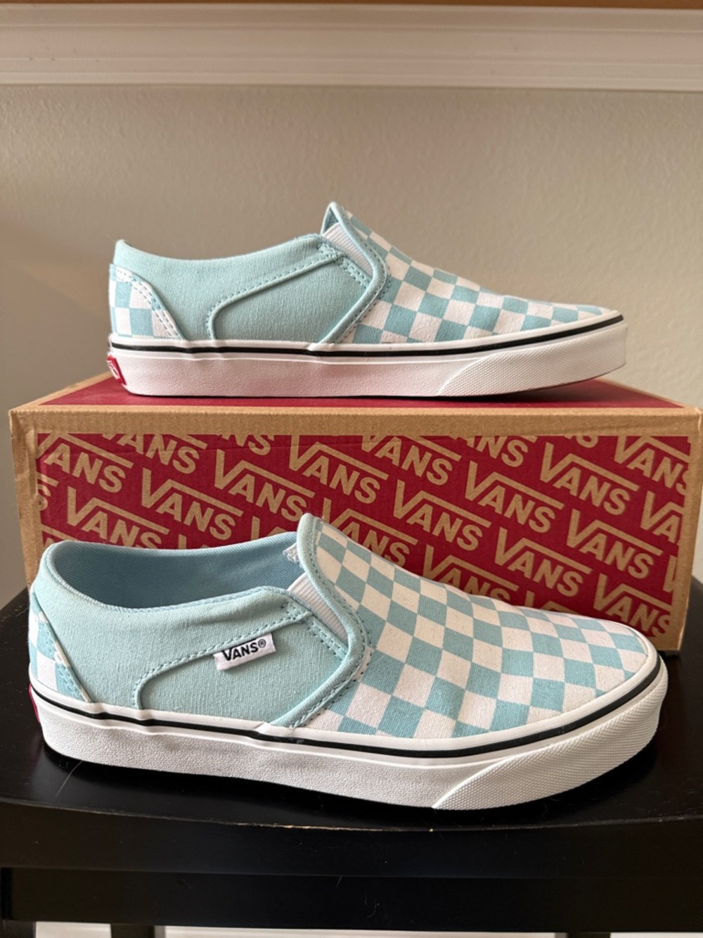 Vans Checkerboard Slip-On - Light Blue & White - Picture 4 of 6